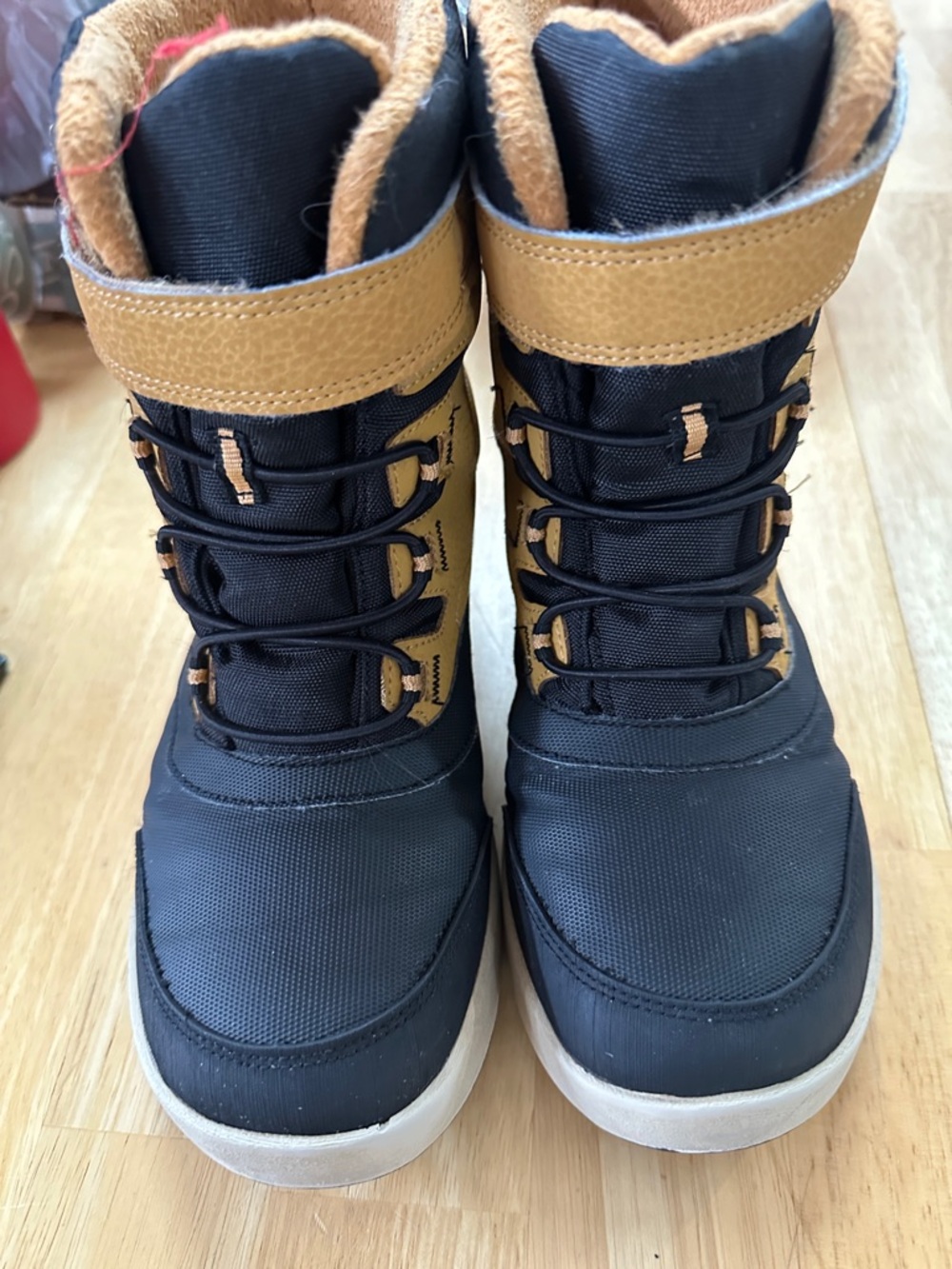 Merrell Kids Black and Tan Winter Snow Storm Leather Waterproof  Boots